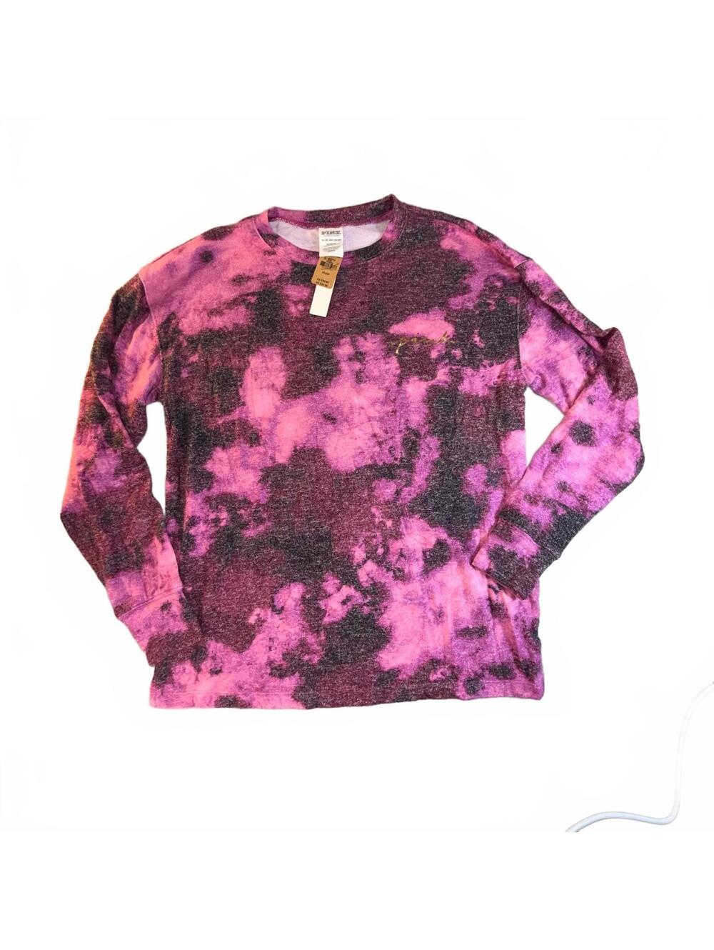 PINK Victoria’s Secret Pink Black Tie Dye Long Sleeve Top Size XS